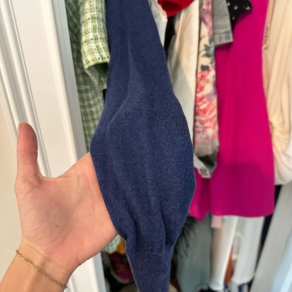 Peter Millar Royal Blue Quarter Zip with Suede Zipper Detail - Picture 5 of 5